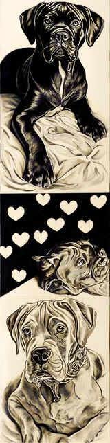 Free dog bookmark featuring basset hounds surrounded by hearts